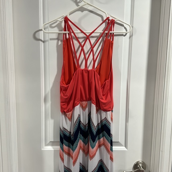 Three Pink Hearts by Trixxi Coral with Chevron Pattern Maxi Dress - Picture 5 of 6